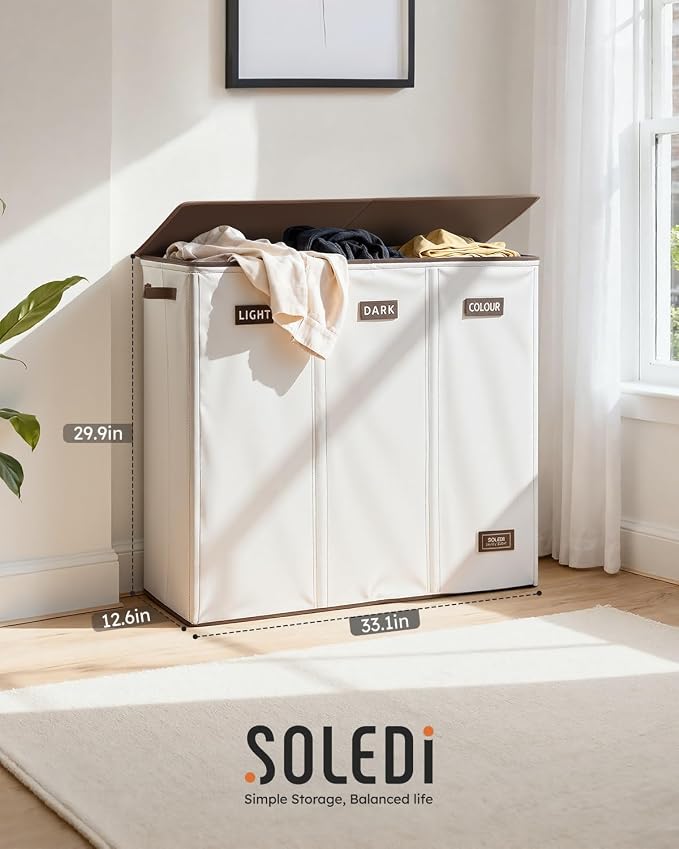SOLEDI 200L 3-Section Laundry Hamper - Image 6