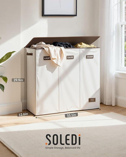 SOLEDI 200L 3-Section Laundry Hamper - Image 6
