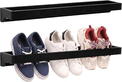 Wenqik 2 Pcs Wall Mounted Wooden Shoe Rack 30 Inch Rustic Wood Wall Hanging by Wenqik