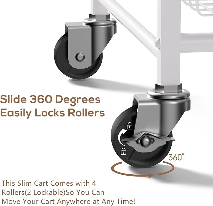 4 Tier Slim Rolling Storage Cart - Image 4