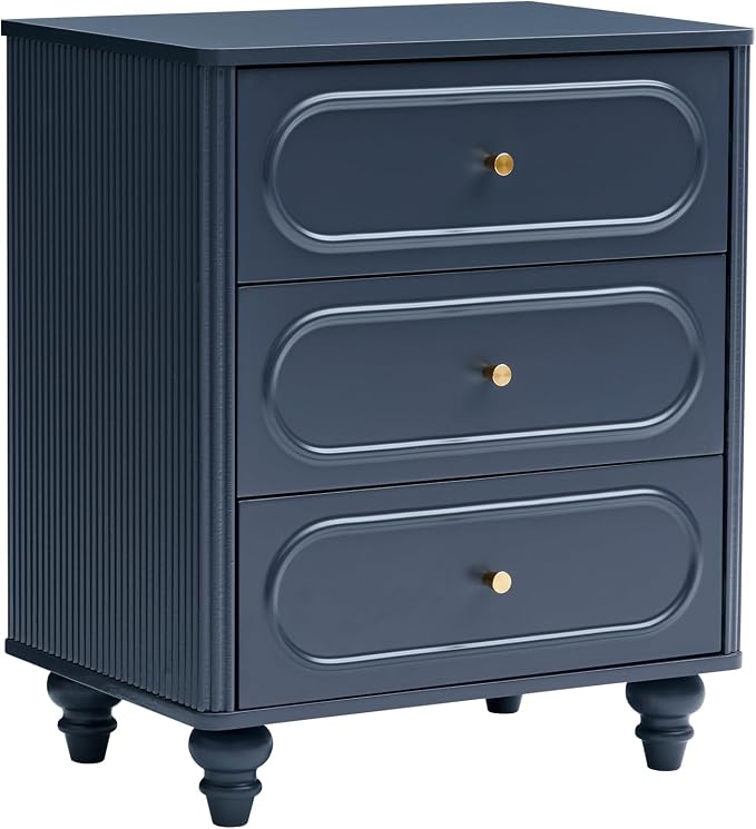 3 Drawer Fluted Dresser for Bedroom, Mid Century Modern Chest of Drawers - Image 9