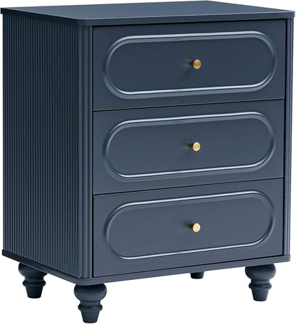 3 Drawer Fluted Dresser for Bedroom, Mid Century Modern Chest of Drawers - Image 9