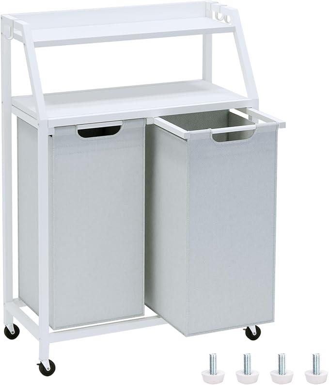 Laundry Hamper, Laundry Sorter 2 Section, Rolling Laundry Basket by Timberer