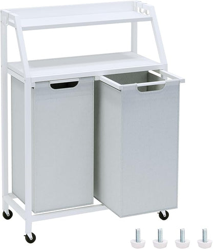 Laundry Hamper, Laundry Sorter 2 Section, Rolling Laundry Basket by Timberer