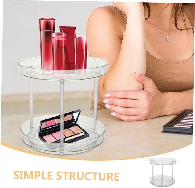 2pcs Rotating Makeup Organizer Multifunctional Round Storage Rack - Image 5