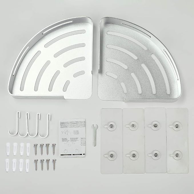 Hoomtaook Corner Caddy Bathroom Shower Shelf Wall Mounted No Drilling 2 Tier - Image 7