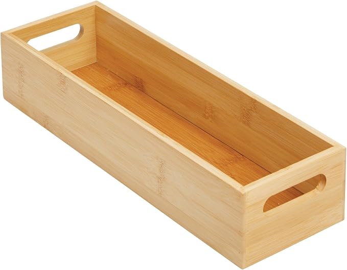 mDesign Slim Bamboo Kitchen Cabinet & Fridge Drawer Organizer Tray - Image 9
