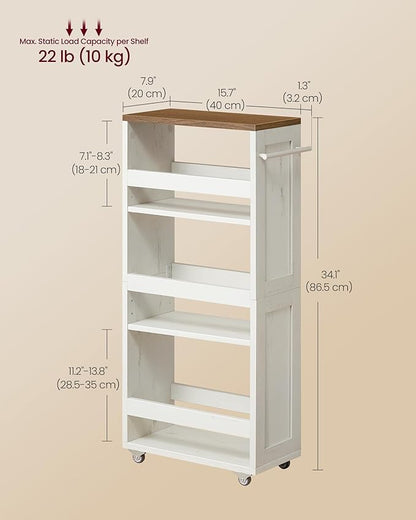 VASAGLE 4-Tier Slide-Out Storage Cart, Slim Kitchen Cart - Image 6