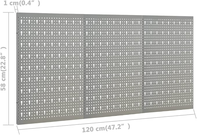 Steel Peg Board Set Wall-Mounted 3 Panels 15.7"x22.8" - Image 8