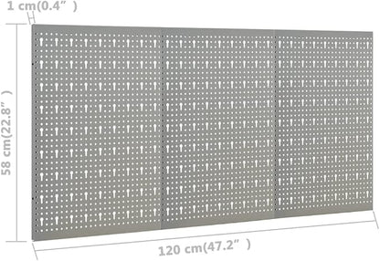 Steel Peg Board Set Wall-Mounted 3 Panels 15.7"x22.8" - Image 8