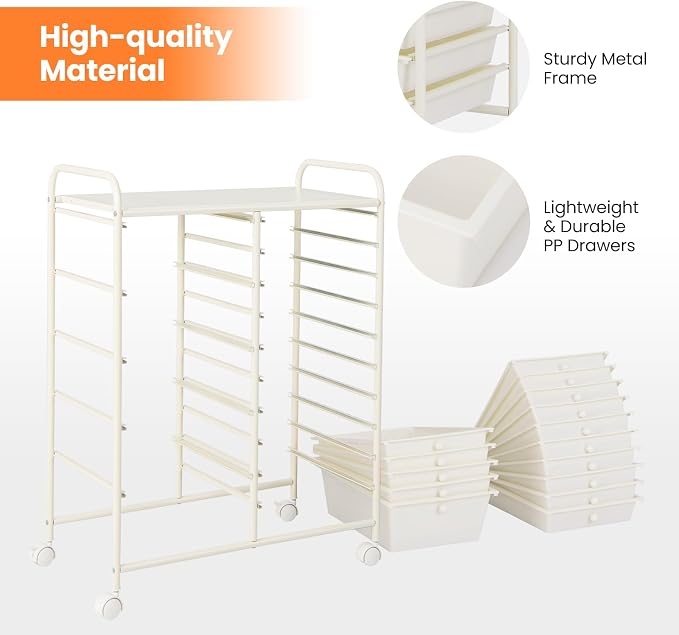 Giantex 15 Drawers Rolling Cart, Classroom Organizers, Storage Cart - Image 7