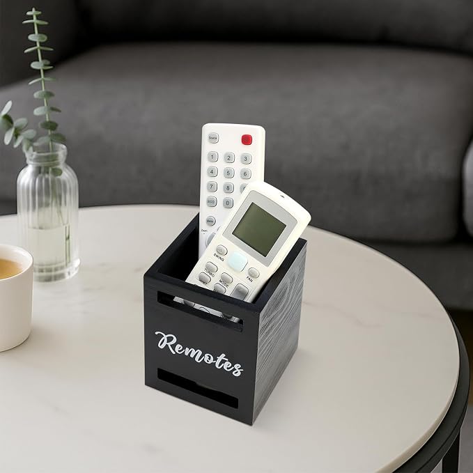 Small Remote Control Holder Wall Mount Wooden Remote Caddy Organizer - Image 6