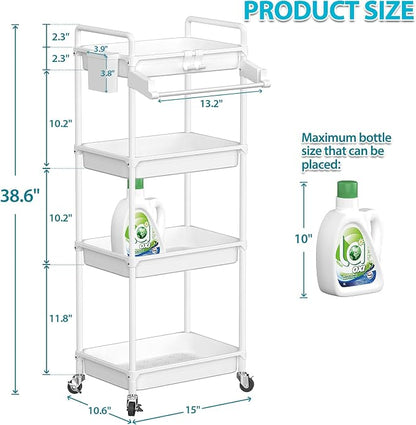 SPACEKEEPER Rolling Storage Cart, 4-Tier Bathroom Organizer Utility Cart - Image 4