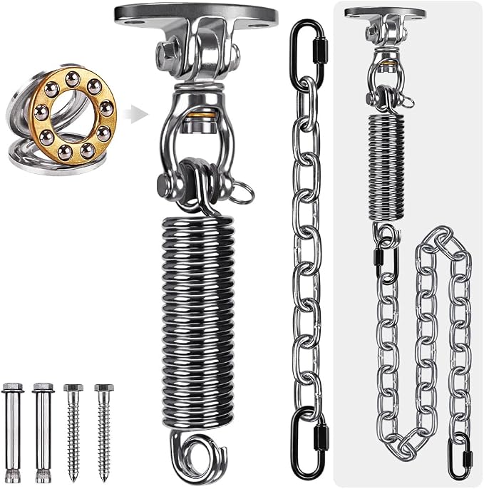 SELEWARE Hammock Chair Hanging Kit, Bearing Swing Hooks w/Spring & Chain | - Image 7