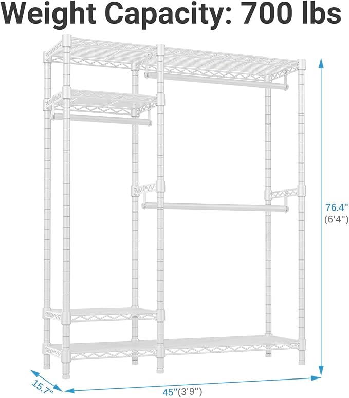 VIPEK V2 Heavy Duty Clothes Rack 4 Tiers Wire Shelving Garment Racks - Image 5