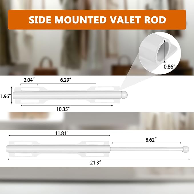 Valet Rod for Closet Pull Out, Rod for Bedroom Laundry Room Bathroom - Image 2