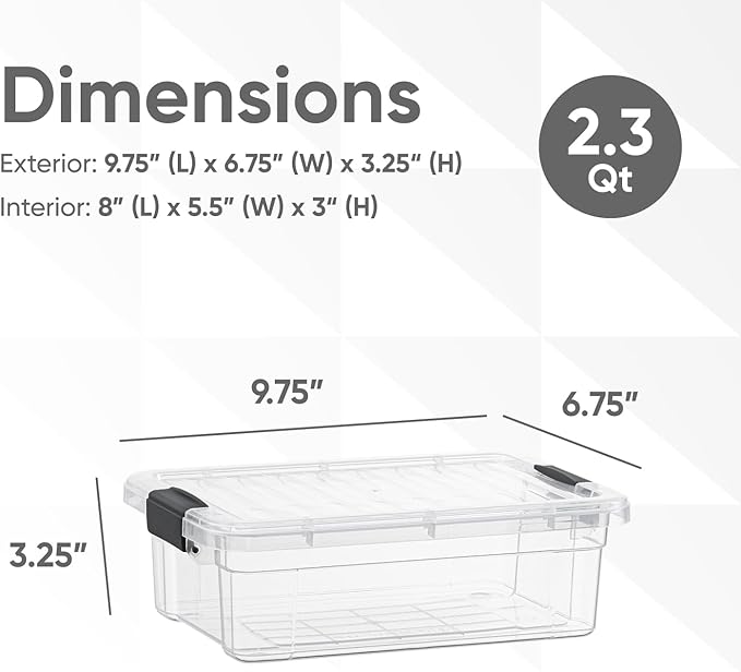 Superio Clear Storage Box with Lid, 2.3 Quart Plastic Container Bins - Image 2