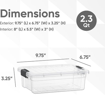 Superio Clear Storage Box with Lid, 2.3 Quart Plastic Container Bins - Image 2