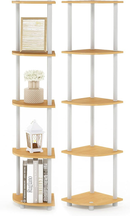 Furinno Turn-N-Tube Corner Shelf Set of 2, 5-Tier Corner Bookshelf, Open by Furinno-FitsYourSpaceFitsYourBudget