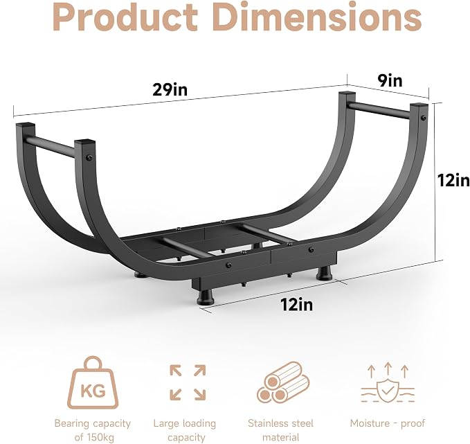 Firewood Rack Outdoor, 29 inch, Firewood Storage Holder Indoor, Log Holders - Image 7