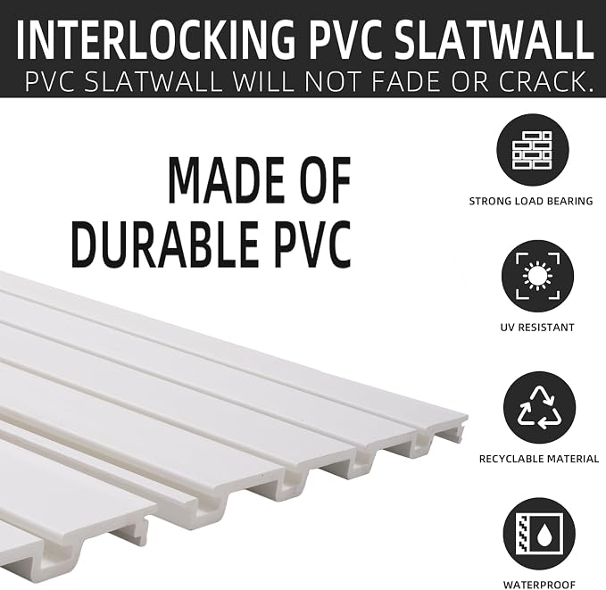 Slatwall Panel 4'x8' Garage Tool Organizer Wall Mount PVC Wall Panels - Image 2