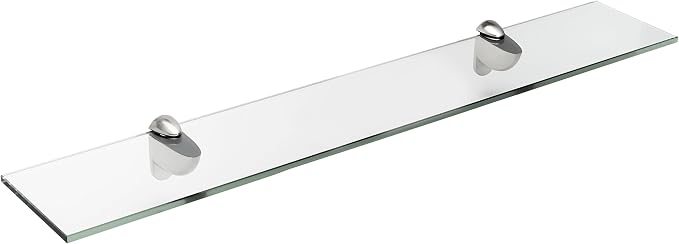 Spancraft Glass H-12x24-Brushed Steel Heron Glass Shelf, Brushed Steel by Spancraft