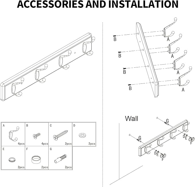 Wooden Coat Rack, Wall-Mounted Organizer - Image 7