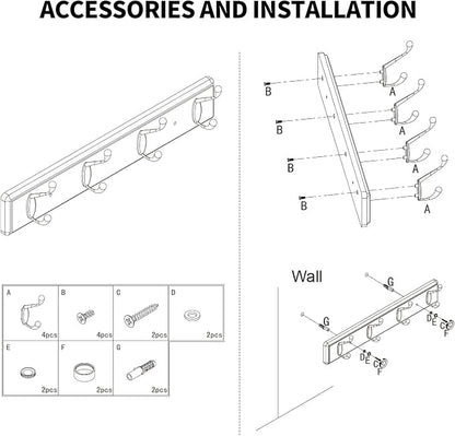 Wooden Coat Rack, Wall-Mounted Organizer - Image 7