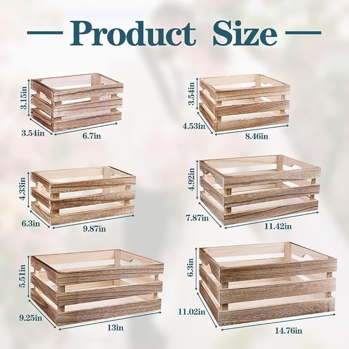 GRETJOB 6 Pack Large Wooden Crates - Image 3
