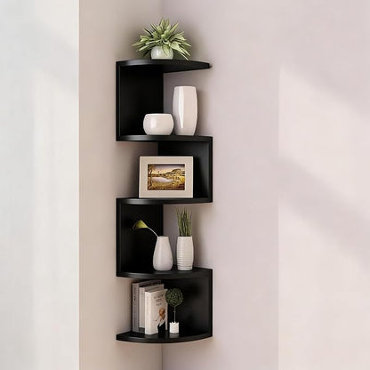5-Tier Corner Shelf Wall Mount, Screw-Mounted Floating Bookshelf - Image 8