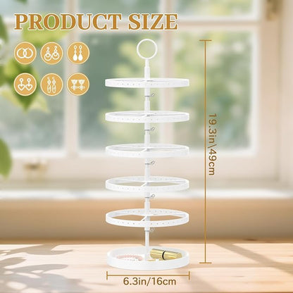 MODOWEY 5 Tiers Rotating Earring Holder Organizer Display, Adjustable Jewelry - Image 3