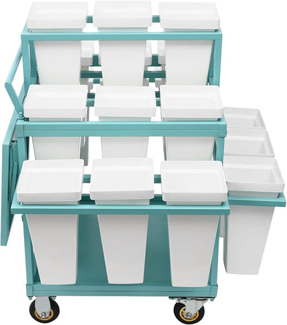 Flower Display Stand Cart With 18 Buckets Plant Rack Storage Organizer with - Image 9