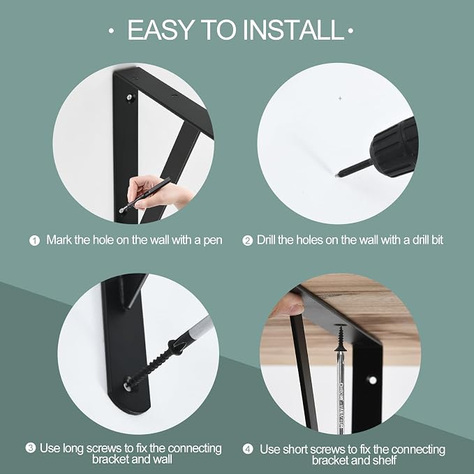 16 Pack L11 x H 8" Black Heavy Duty Shelf Brackets - Image 3