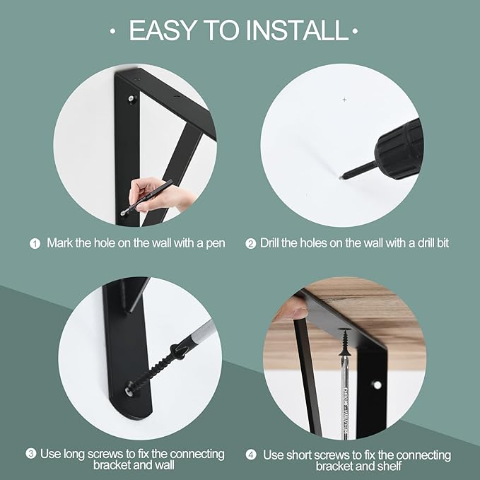 12 Pack L11 x H 8" Black Heavy Duty Shelf Brackets - Image 4