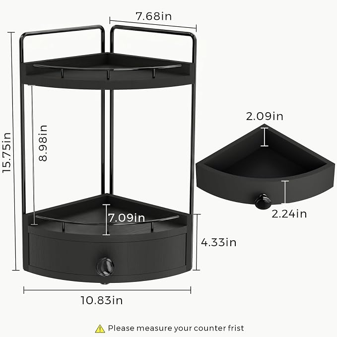 2-Tier Corner Bathroom Counter Organizer - Image 3