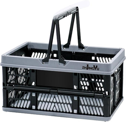 Foladable plastic baskets with handles 20L, collapsible crates by ZHJINGYU