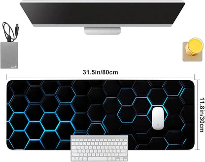 Gaming Mouse Pad – Large Extended Desk Mat 31.5 x 11.8 in– Futuristic Black - Image 8