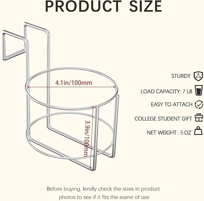 Cup Holder for Bed Drink Holder Water Bottle/Glass Organizer for Wood Dorm Room - Image 5