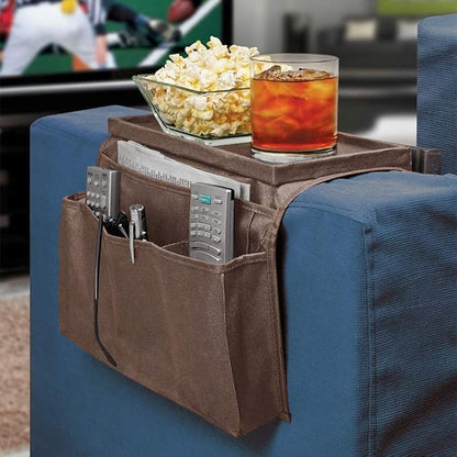 Sofa Armrest Organizer with Cup Holder Tray Chair Arm TV Remote Holder - Image 2