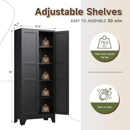 Letaya 75" H Metal Storage Cabinet - Image 3