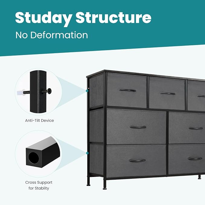 OLIXIS 7 Drawers Fabric Dresser - Image 4