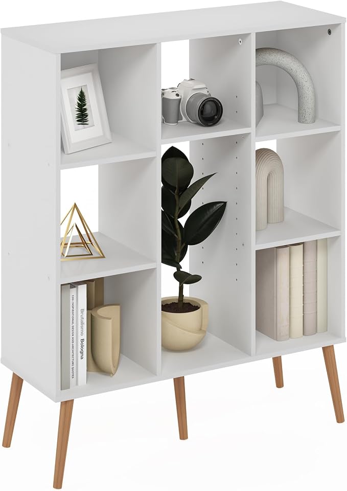 Furinno Claude Mid Century Style Book Shelf, 8-Cube Bookshelf, Cube Storage by Furinno-FitsYourSpaceFitsYourBudget