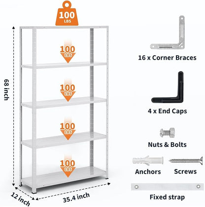 Storage Shelves, Heavy Duty Garage Storage Shelves 5-Tier Metal Shelving Unit - Image 3