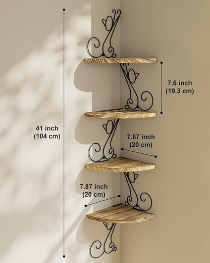 Alsonerbay 4-Tier Cat Shaped Corner Shelf Wall Mount, Carbonized Black | Curved - Image 2