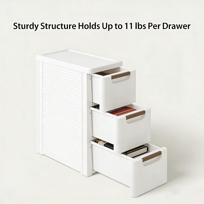 Storage Drawers on Wheels, 3-Drawer Slim Rolling Storage Cart - Image 8