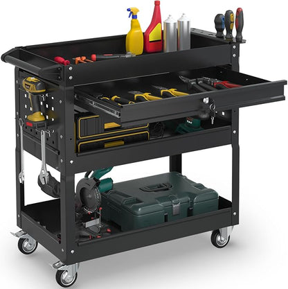 3-Tier Rolling Utility Cart, Metal Heavy Duty Utility Cart on Wheels by WanmwillToolOrganizer