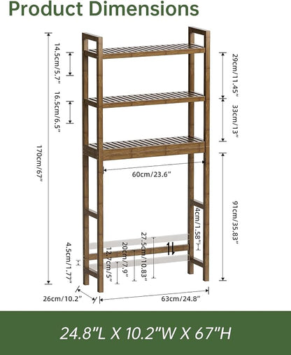 SMIBUY Bathroom Storage Shelf, Bamboo Over-The-Toilet Organizer Rack, - Image 3