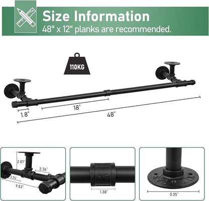 48'' Wall Mounted Clothes Rack Iron Industrial Pipe Clothes Rod - Image 5