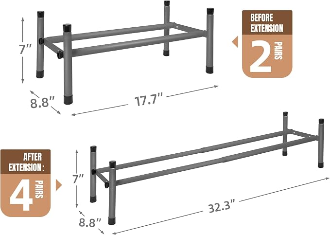 STORAGE MANIAC Expandable Shoe Rack, 4 Pairs Stackable Small Shoe Rack - Image 3