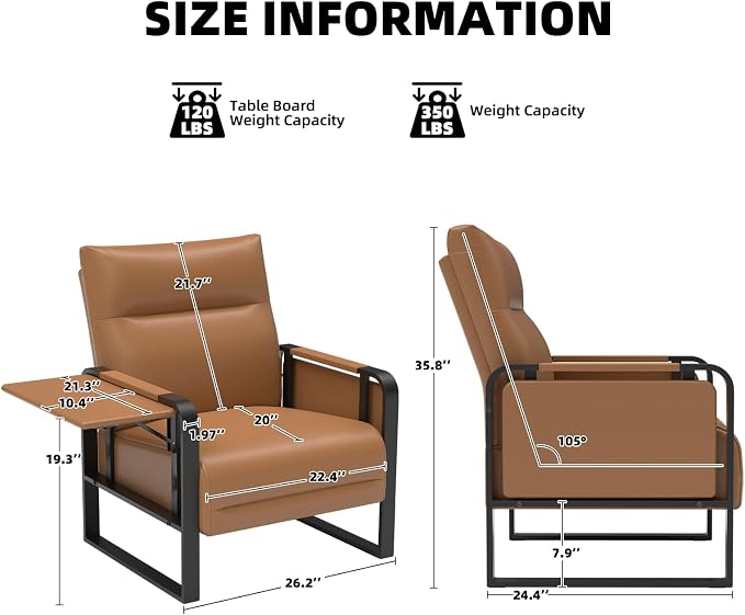 Upholstered Accent Sofas Set of 2, Modern Faux Leather Sofa Chairs - Image 2